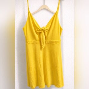 Forever 21 Bright Yellow Tie-Front Spaghetti Strap Mini Dress